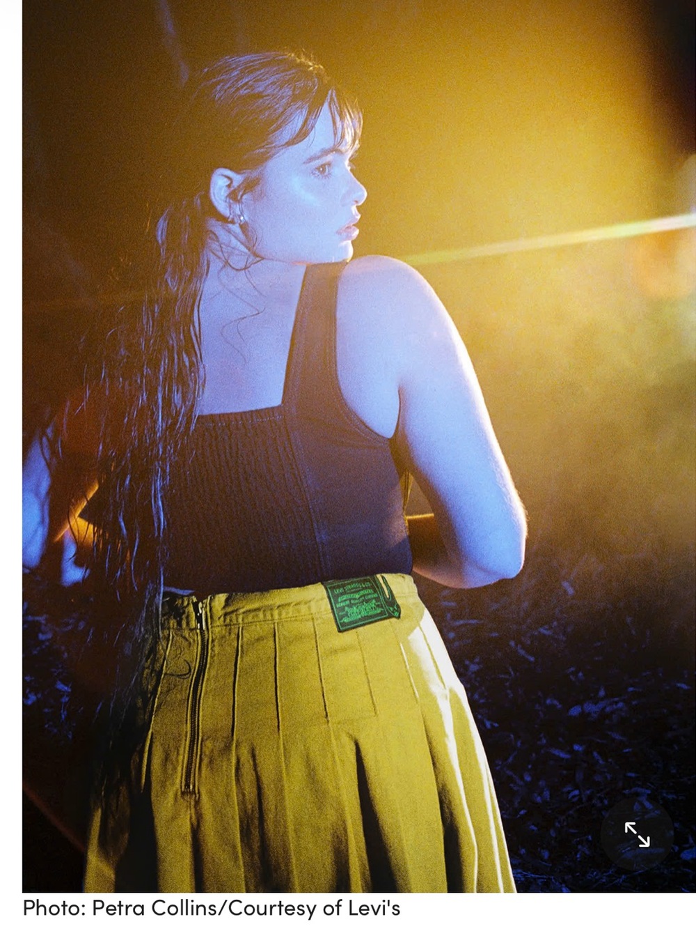 Levi’s x Barbie Ferreira Olive Green Pleated Skater Skirt